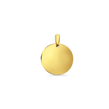 14K Yellow Gold Engravable Round Pendant 21mmX16mm 1.6 grams
